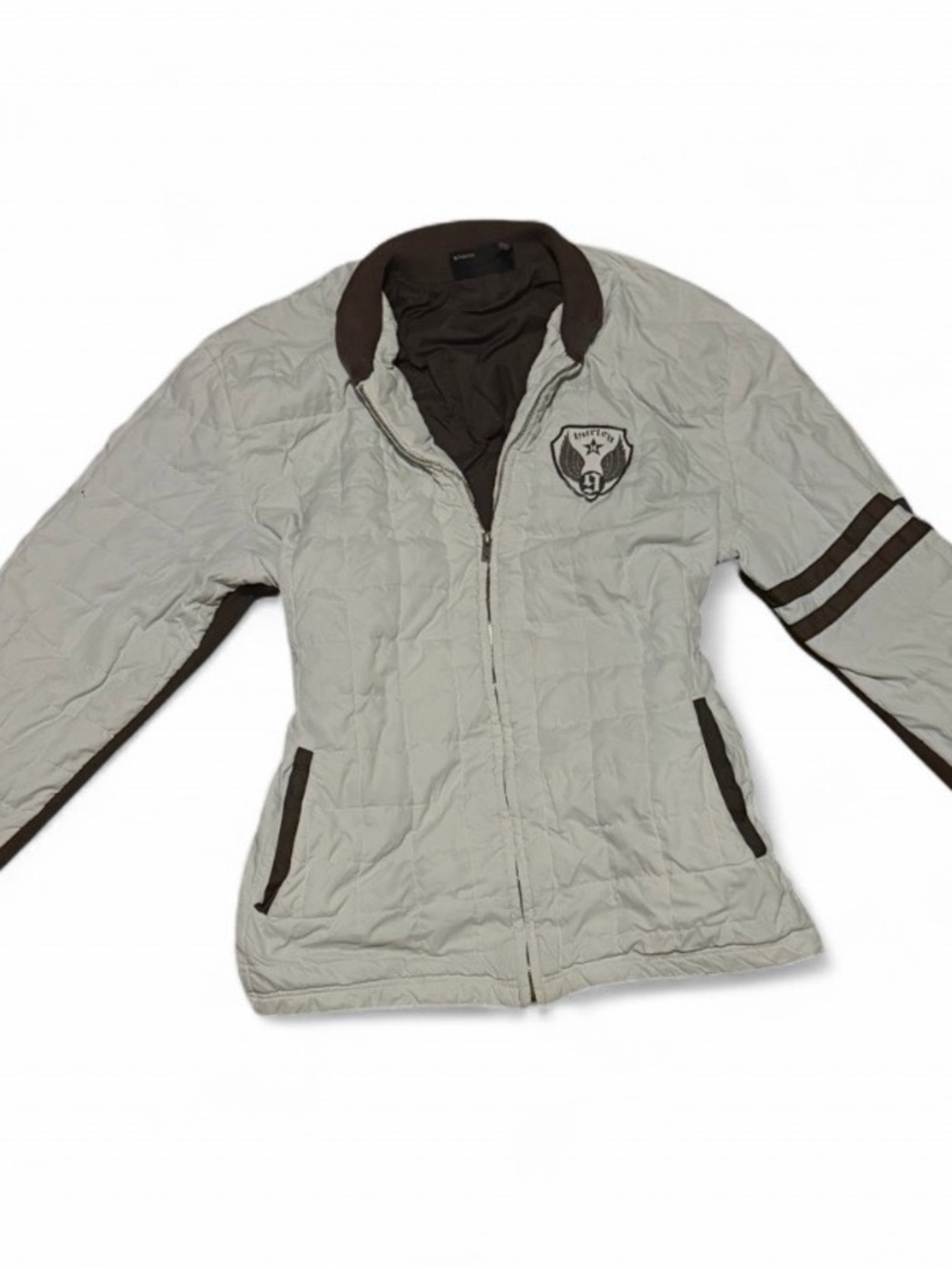 Hurley Brown and White Two Toned Quilted Zip Up Jacket - Picture 1 of 4